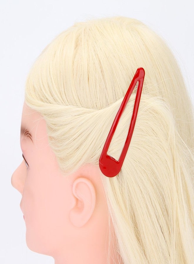 LONEEDY Pack of 10 Large Metal Stoving Varnish Hair Snap Clips,3.5 inch Long No-slip Hair Clips Barrettes For Women and Girls (Red) - Image 4